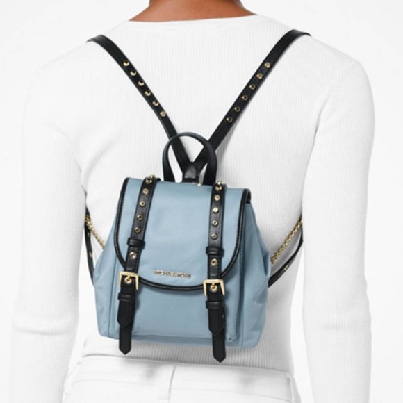 Michael Kors Handbags - Michael Kors Leila Mini Flap Nylon Backpack Blue